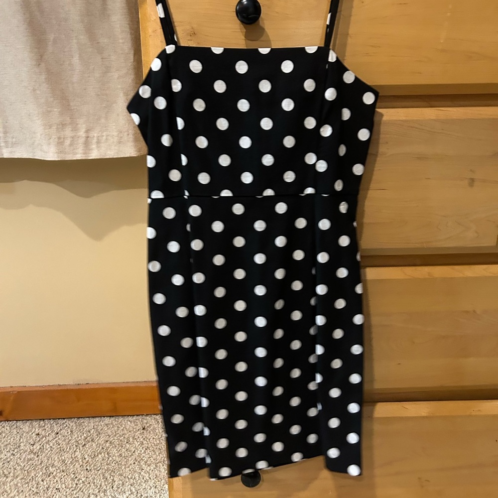 Black and white polka dot mini dress